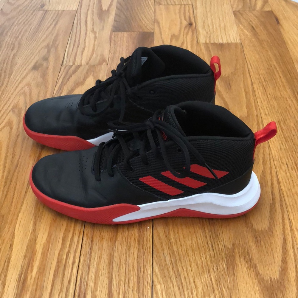 Adidas Own The Game Youth Basketball Black and Red Sneakers Size 6.5 EUC